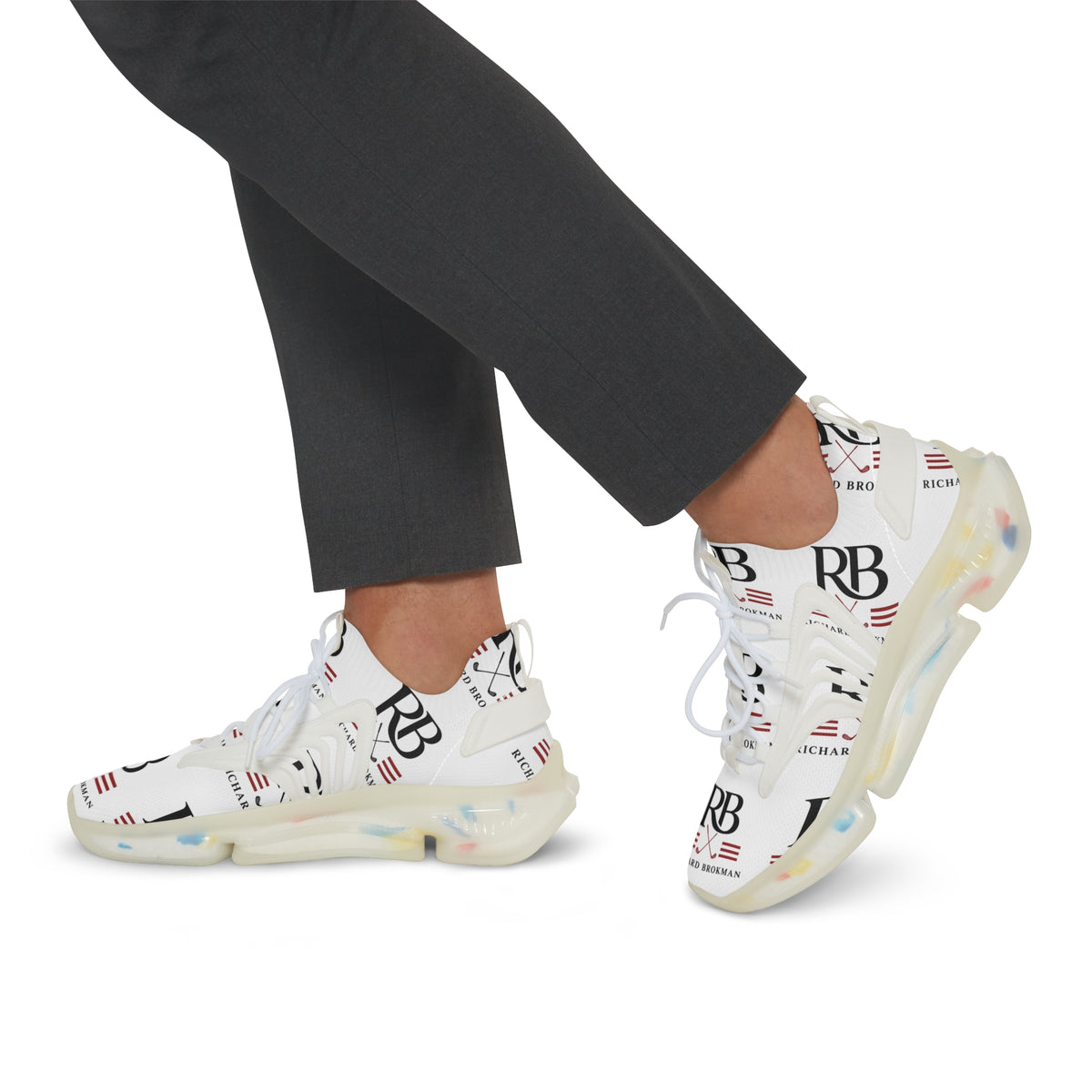 Men's Mesh Sneakers | Retro RB Monogram Logo Graphic Athletic Shoes | Lightweight Running Trainers | Richard Brokman