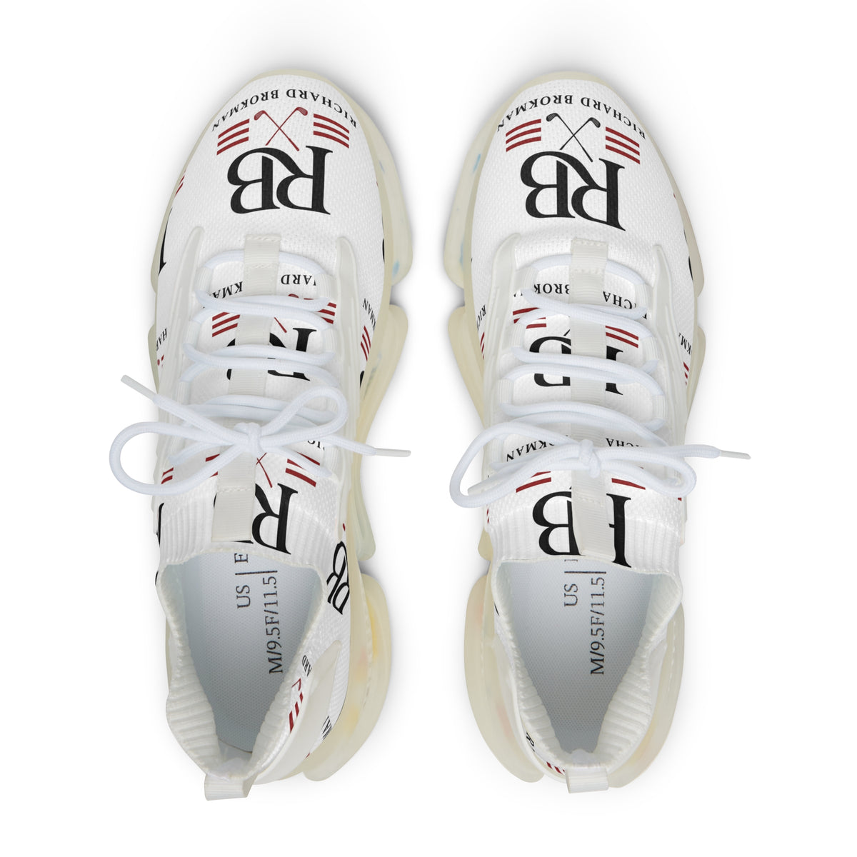 Men's Mesh Sneakers | Retro RB Monogram Logo Graphic Athletic Shoes | Lightweight Running Trainers | Richard Brokman