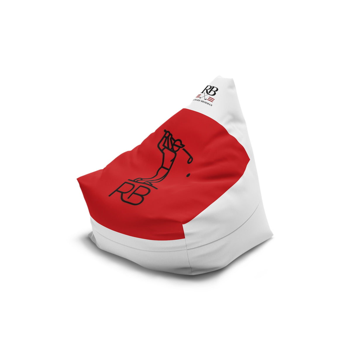 RB Golfer Monogram Bean Bag Chair Cover | Red & White Golf Lounge Chair | Man Cave Decor | Richard Brokman