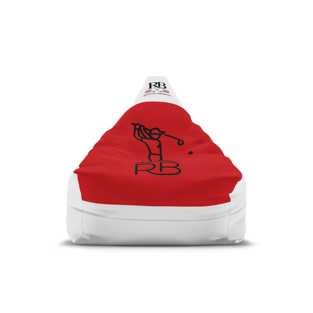 RB Golfer Monogram Bean Bag Chair Cover | Red & White Golf Lounge Chair | Man Cave Decor | Richard Brokman