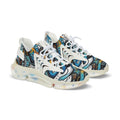Men's Mesh Sneakers | Abstract Teal & Orange Graffiti Art Print | Lightweight Breathable Athletic Running Shoes