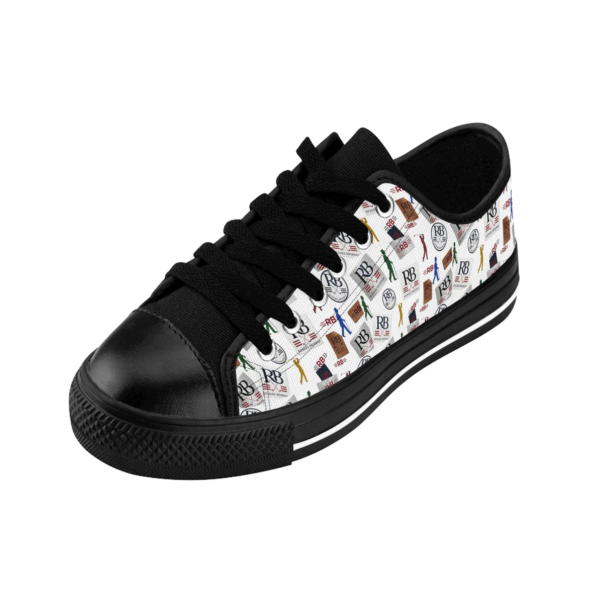 Men's Vintage Camera Pattern Sneakers | Retro Icon Collage Low Top Canvas Shoes | Photographer Gift