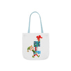 Sleigh All Day Christmas Tote Bag | Funny Santa & Reindeer All Over Print Canvas Tote | Holiday Gift Bag