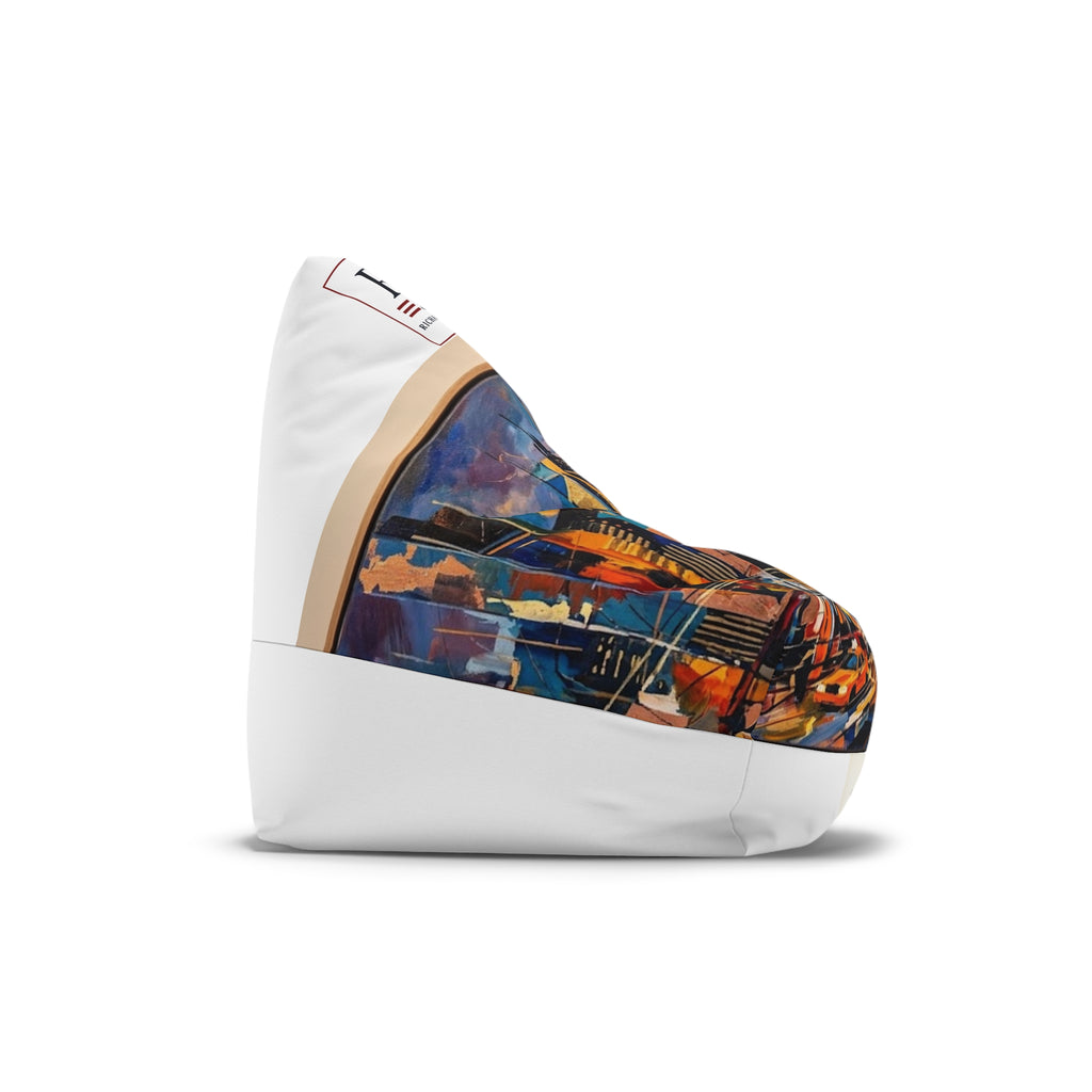 Colorful Cityscape Bean Bag Chair Cover | Impressionist Urban Skyline Art Lounge Chair | Adult Bean Bag Cover (No Filling)