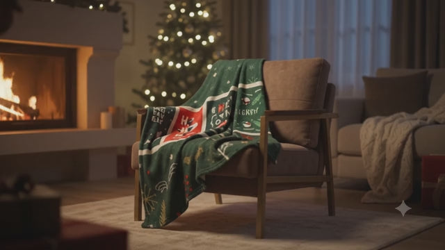 Christmas Penguin Fleece Blanket | Ho Ho Ho Holiday Throw | Cute Penguins Arctic Fleece Blanket 30x40