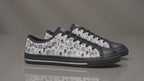 Men's Vintage Camera Pattern Sneakers | Retro Icon Collage Low Top Canvas Shoes | Photographer Gift